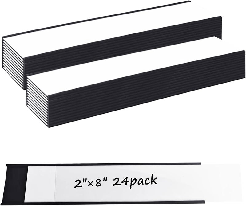 EDSRDUS 24 Pack 2" × 8" C Channel Magnetic Label Holders for Metal Racks Shelves Tool Box Drawers Magnetic File Cabinet Labels - Image 1
